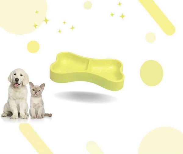 Chén ăn đôi hình khúc xương nhựa cao cấp cho chó mèo