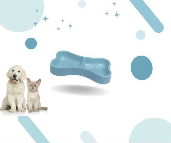 Chén ăn đôi hình khúc xương nhựa cao cấp cho chó mèo