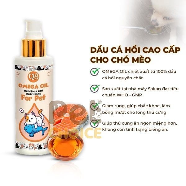 Dầu cá hồi Q8 cho chó mèo bổ sung dưỡng chất chai 150ml