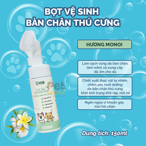 Bọt vệ sinh bàn chân thú cưng Krill chai 150ml