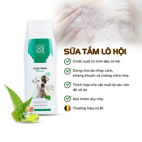 Sữa tắm gội nha đam Aloe Vera Shampoo 250ml Mpets-Bỉ