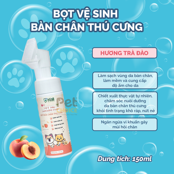 Bọt vệ sinh bàn chân thú cưng Krill chai 150ml