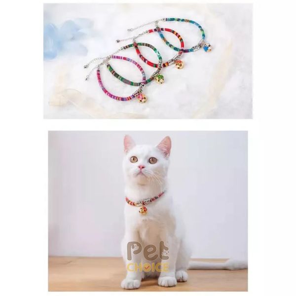 Vòng cổ thổ cẩm cho chó mèo có lục lạc,phụ kiện thời trang sành điệu