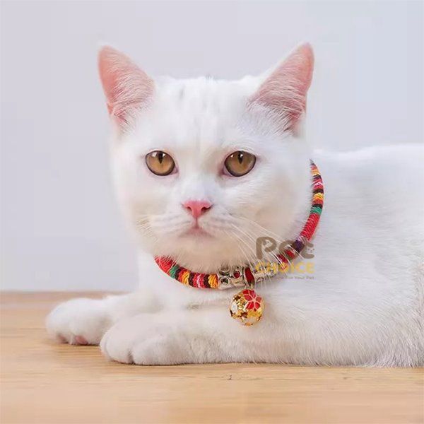 Vòng cổ thổ cẩm cho chó mèo có lục lạc,phụ kiện thời trang sành điệu