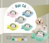 Bát ăn uống đơn hình cá kèm chén inox dành cho chó mèo