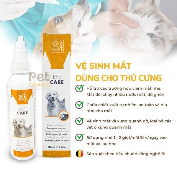 Dung dịch chăm sóc mắt cho thú cưng Eye Care 118ml Mpets-Bỉ