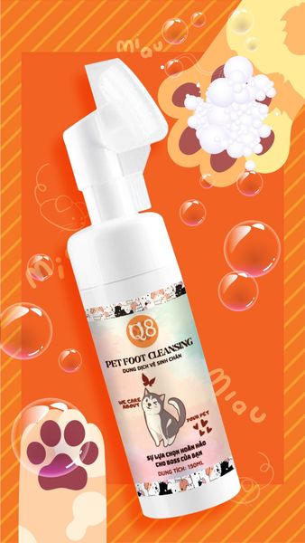 Bọt Vệ Sinh Bàn Chân Cho Chó Mèo Q8 chai 150ml