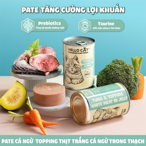 Pate cho mèo trong thạch Hello Cat Tuna 400g