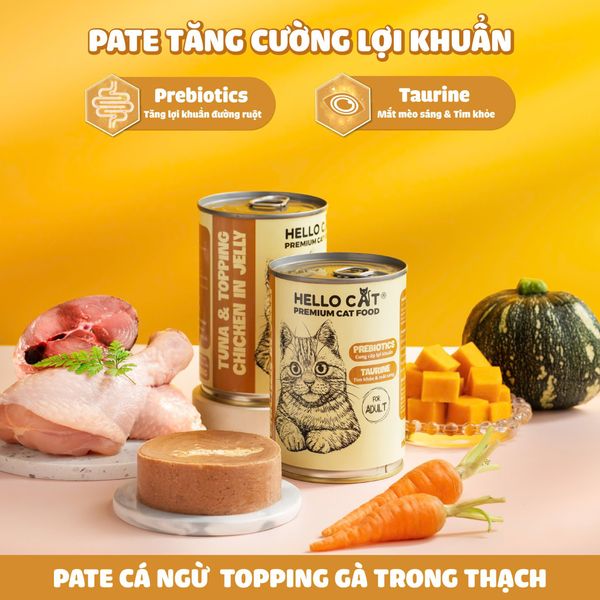 Pate cho mèo trong thạch Hello Cat Tuna 400g