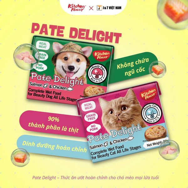 Pate Delight cá hồi và gà Kitchen Flavor 90g