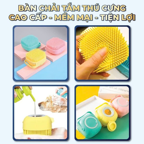 Bàn chải tắm silicon tạo bọt cho thú cưng