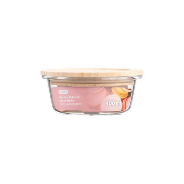  Hộp thủy tinh tròn nắp tre Nikko 