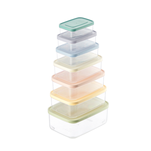  Bộ 7 hộp thực phẩm chữ nhật Hokkaido 500-750-1000-1500-2000-2500-3500ml (Rainbow) 