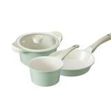  Bộ nồi chảo vân đá Omi Simple (Chảo rán 20 cm, Nồi 20 cm, Quánh vân đá 18 cm) - Xanh bạc hà 