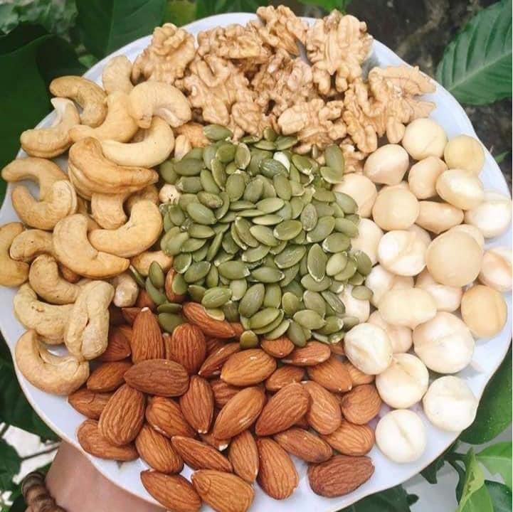 500g hạt mix 5 loại(ĐIỀU+MACCA+HẠNH NHÂN+ÓC CHÓ+BÍ XANH +ĐIỀU) Nuts – Macca Ngọc Lành