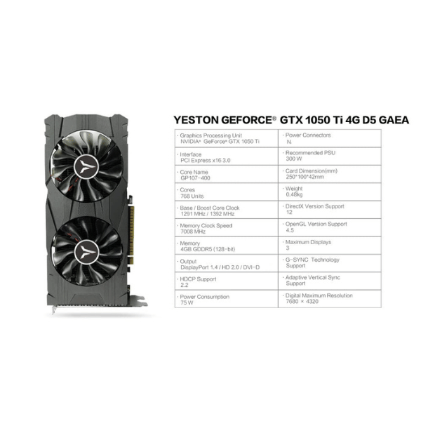 VGA GTX 1050Ti Yeston 4G DDR5