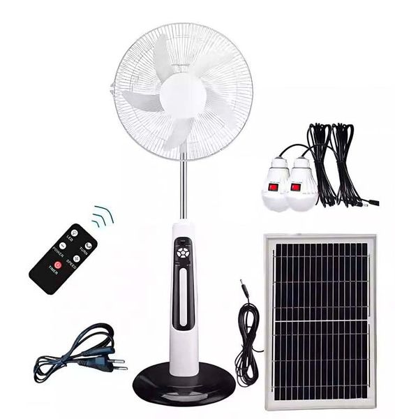 Quạt Tích Điện Năng Lượng Mặt Trời 30W - Quạt Cây, 5 Cánh, 16 inch, Điều khiển từ xa