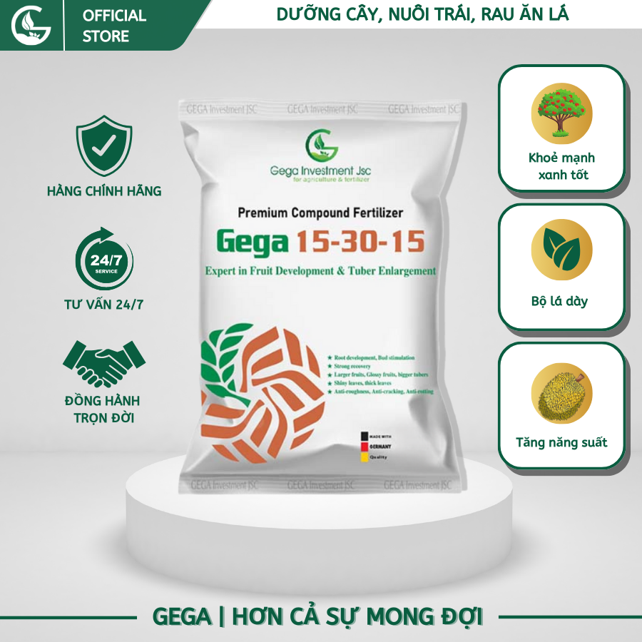GEGA 15-30-15 - Khoẻ Mạnh Xanh Tốt-Bộ Lá Dày-Tăng Năng Suất