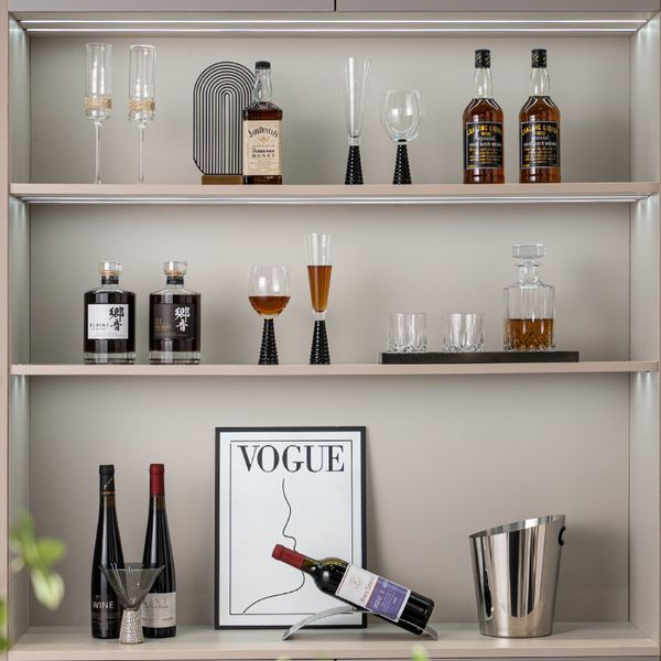  Modern light luxury kitchen restaurant model room, wine cabinet soft decoration 