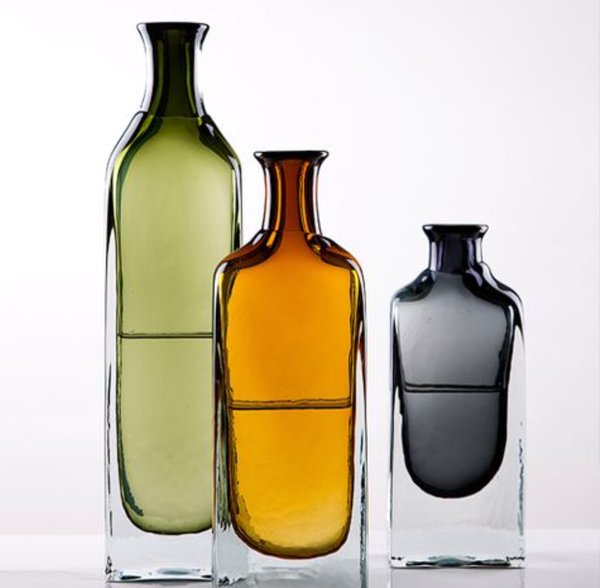  Bộ 3 chai thuỷ tinh màu decor 