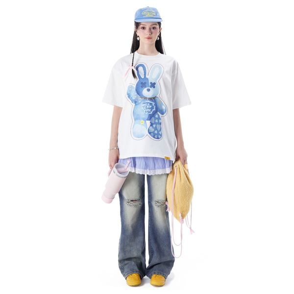 JEAN RABBIT TEE - WHITE