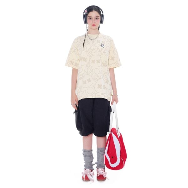 RABBIT FAMILY TEE - CREAM