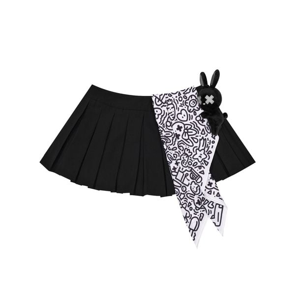 FLUFFY RABBIT SKIRT - BLACK