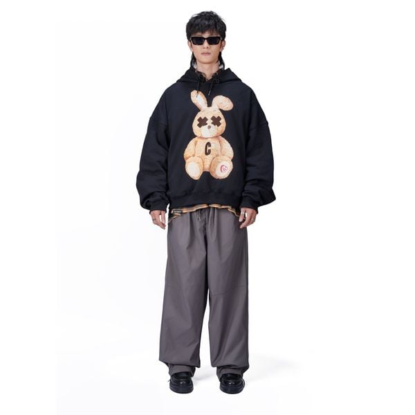 LOVEABLE RABBIT HOODIE – BLACK