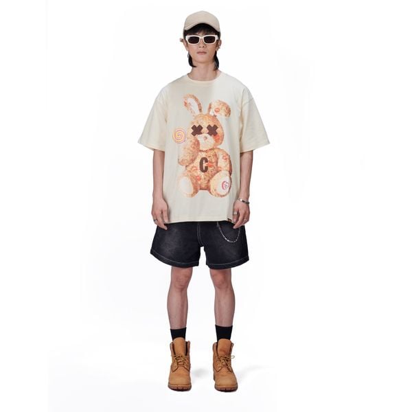 KISS ME RABBIT TEE - CREAM