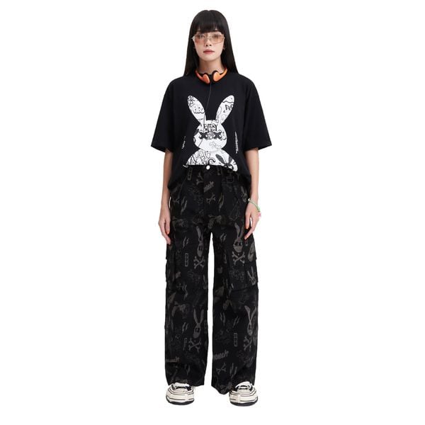 OVERPRINT PANTS - BLACK