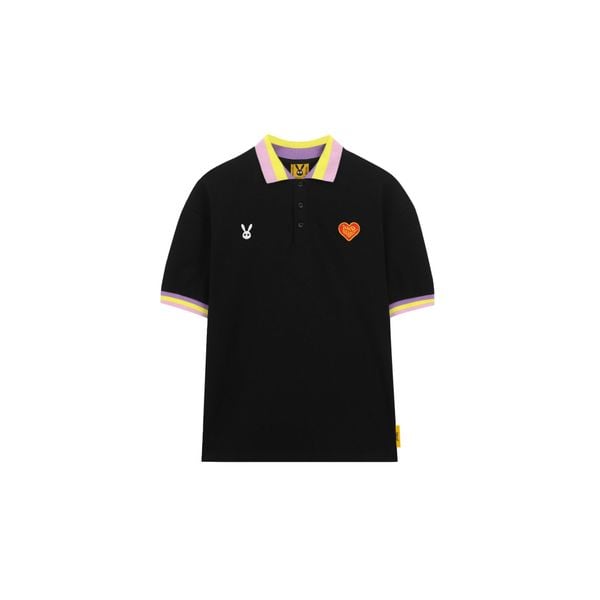 STRIPE RABBIT POLO - BLACK