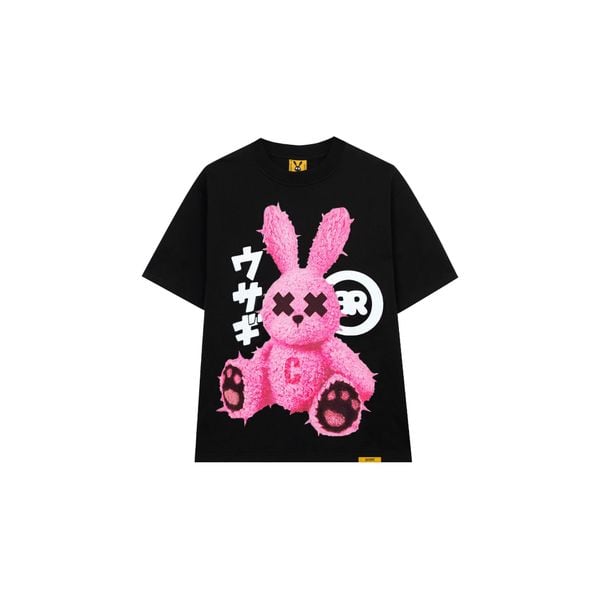PINK RABBIT TEE - BLACK