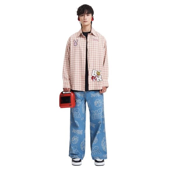 CHECKED RABBIT SHIRT - BROWN