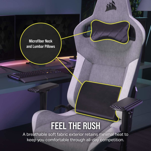 Ghế Gaming Corsair T3 RUSH Gray-White 2023 CF-9010058-WW