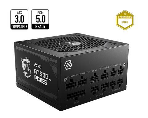 Nguồn máy tính MSI MAG A750GL PCIE5 750W 80 Plus Gold, Full Modullar