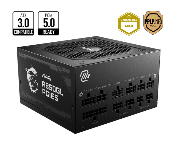 Nguồn máy tính MSI MAG A850GL PCIE5 850W 80 Plus Gold, Full Modullar