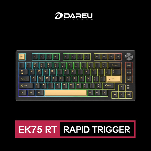 Bàn phím cơ Gaming DAREU EK75 RT Rapid Trigger (RGB, PBT Double Shot CHERRY profile, DareU Magnetic sw)