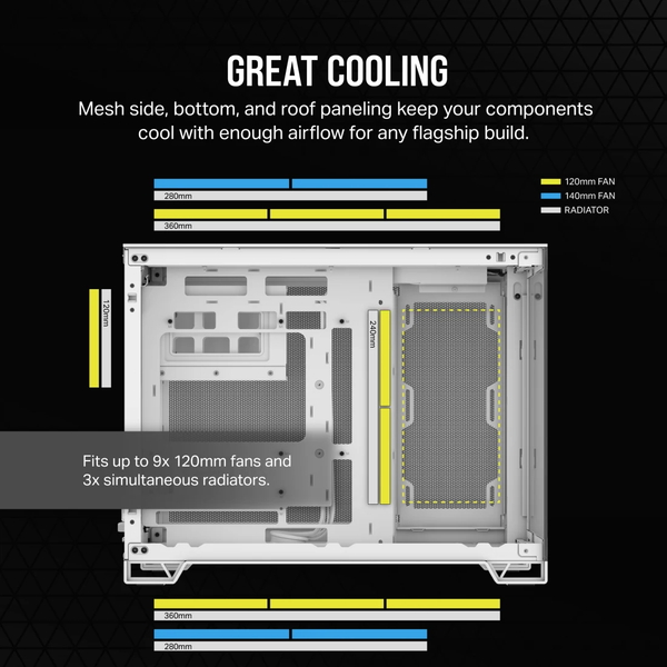 Vỏ máy tính Corsair 2500X Tempered Glass mATX Mid-Tower, White CC-9011266-WW