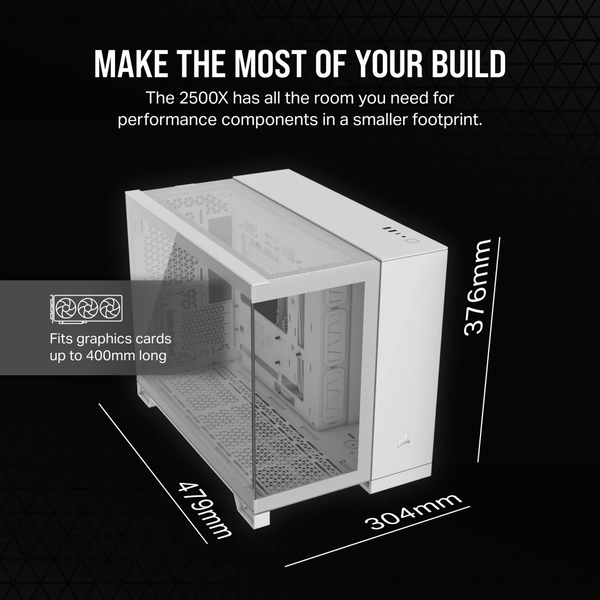 Vỏ máy tính Corsair 2500X Tempered Glass mATX Mid-Tower, White CC-9011266-WW