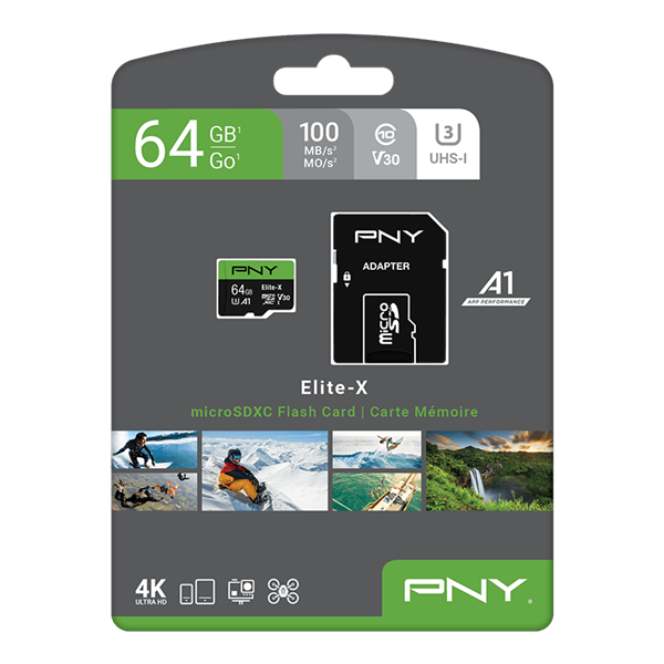 Thẻ nhớ MicroSD PNY Elite-X 64GB / Class 10, UHS-I, U3,Transfer speed up to 100MB/s P-SDU64GU3100EX-GE
