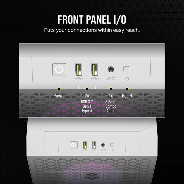 Vỏ máy tính Corsair 3000D RGB Tempered Glass Mid-Tower, White CC-9011256-WW