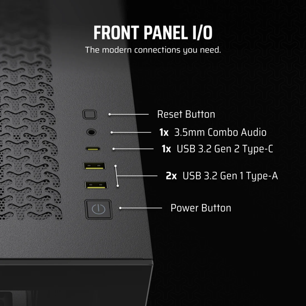 Vỏ máy tính Corsair 3500X Tempered Glass Mid-Tower, Black CC-9011276-WW