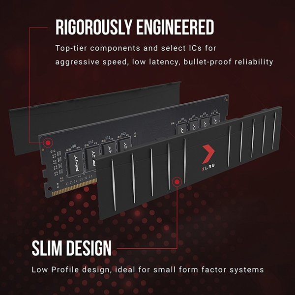 Ram PNY XLR8 Low Profile DDR4 3200 16GB LONGDIMM, (Single pack), 16-20-20 MD16GD4320016LP