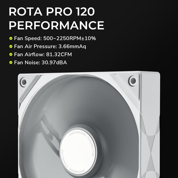 Quạt tản nhiệt TRYX ROTA PRO 120mm Performance Fan White F-R120P-NN1M-G0W