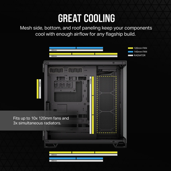 Vỏ máy tính Corsair 6500X Tempered Glass Mid-Tower, Black CC-9011257-WW