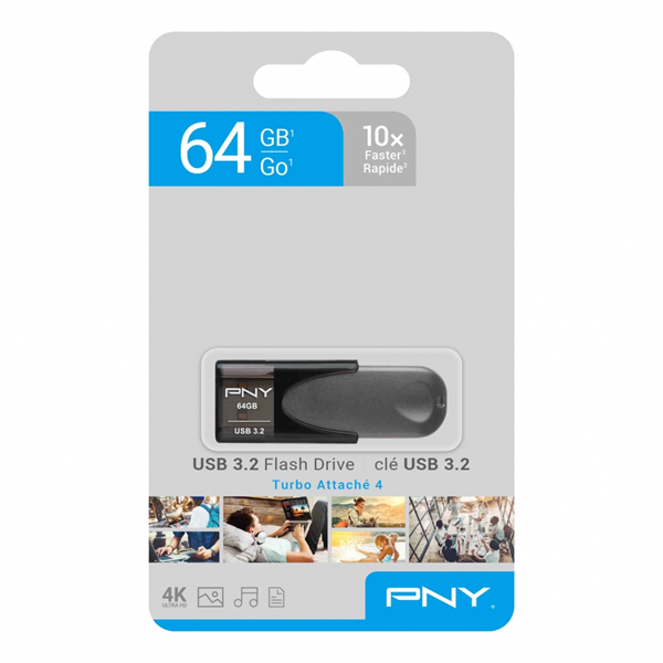 USB 3.2 PNY Turbo Attaché 4 64GB / Up to 70MB/s P-FD64GTBAT4-GE