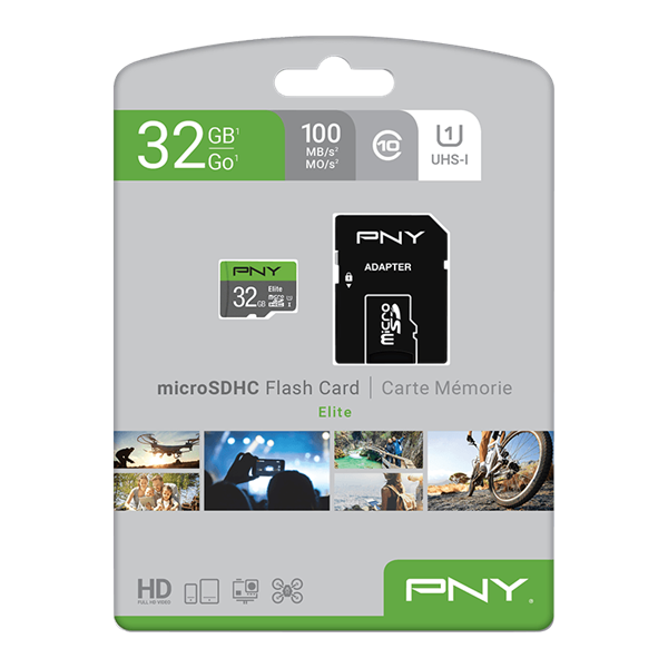 Thẻ nhớ MicroSD PNY Elite 32GB / Class10, UHS-I, U1 microSD card ,Speed up to 100MB/s P-SDU32GU185GW-GE