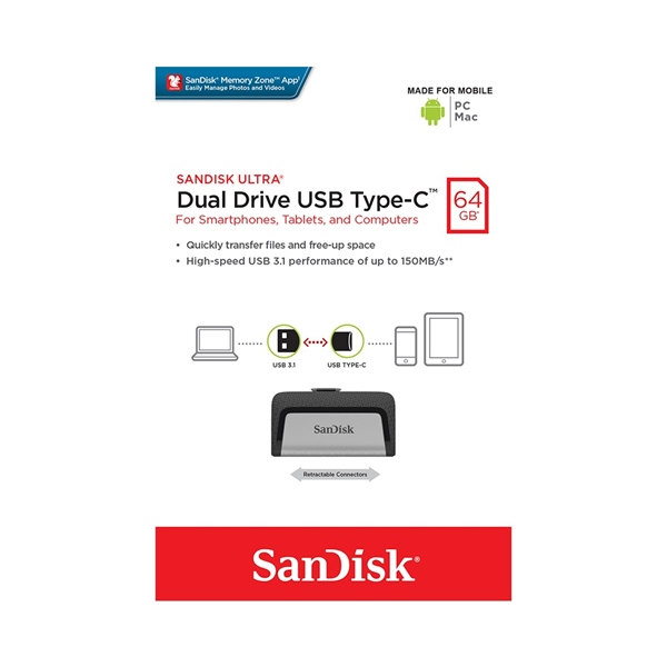 USB 3.1 Sandisk Ultra Dual OTG Type-C DDC2 64GB SDDDC2-064G-G46