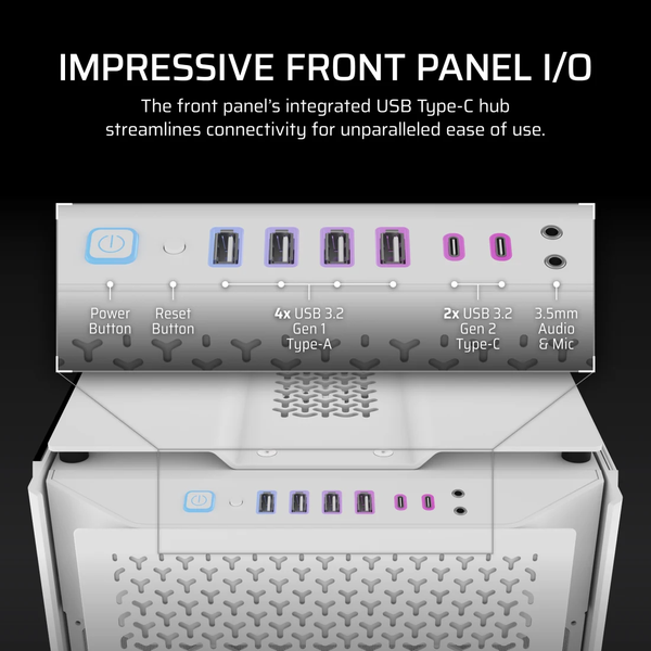 Vỏ máy tính Corsair iCUE LINK 9000D AIRFLOW TG Super-Tower, White CC-9011274-WW