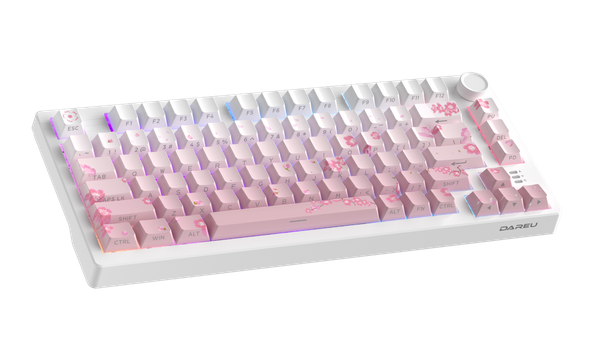Bàn phím cơ không dây DAREU EK75 PRO – Sakura Pink (Triple Mode, Gasket Mount, RGB)